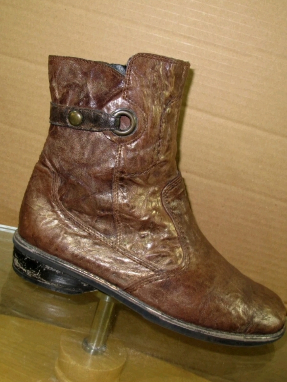 REMONTE DORNDORF Women's Vintage Ankle Boots Brown Leather Size 8.5
